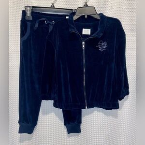 ZARA Girl 2 pieces‎ set navy blue Velvet Tracksuit Jacket & joggers Sz 6 NWOT